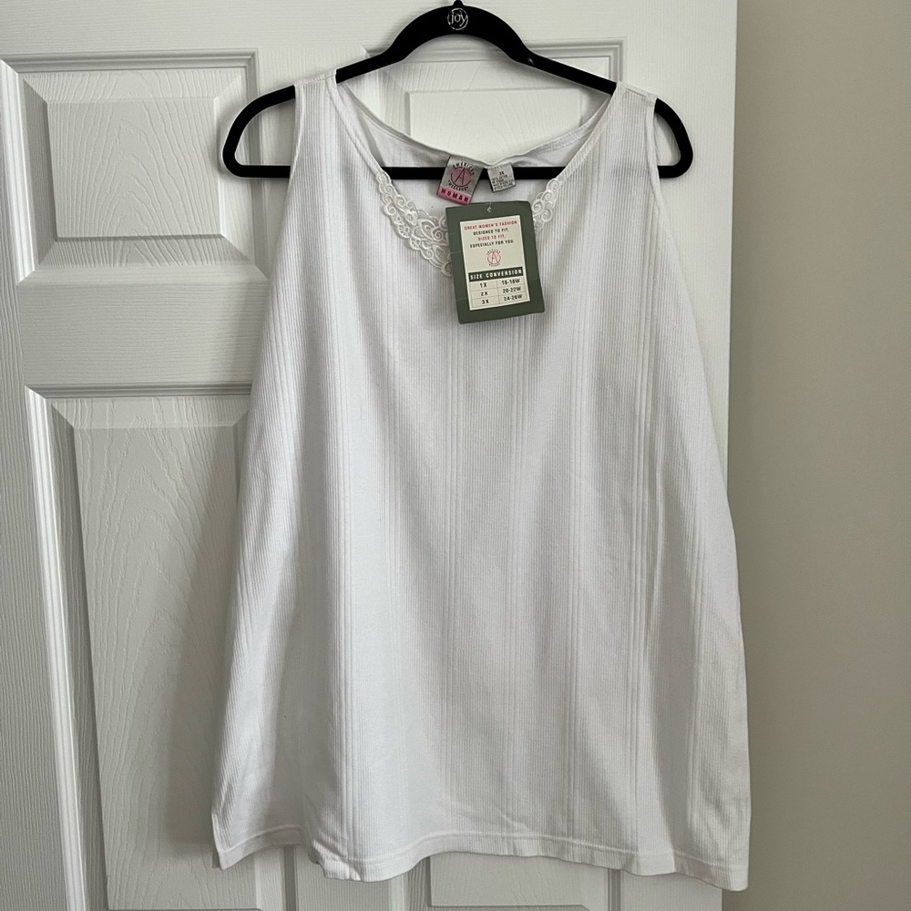 White Lace Trim Tank Top